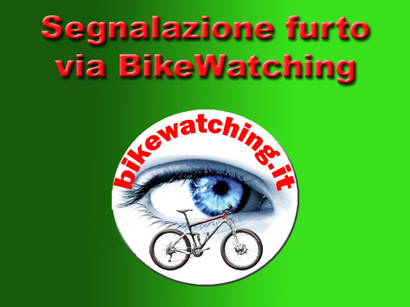 BikeWatching è un servizio del Registro Italiano Bici che, sfruttando la disponibilità di privati cittadini oltreché delle Forze di Polizia, <b>realizza un network di controllori</b>.
						<details><summary><font color='white'>Dettagli</font></summary><p>Non appena hai effettuato la segnalazione
						di furto al Registro Italiano Bici, BiciSicura si preoccupa di inviare a tutti i BikeWatchers della tua città la scheda della bici completa di foto e caratteristiche varie. In caso di
						individuazione della tua bici, il BikeWatcher invia sempre tramite WhatsApp la segnalazione. Se verrà confermato il ritrovamento, il BikeWatcher riceverà direttamente dal Registro Italiano Bici
						una ricompensa per
						la segnalazione andata a buon fine. Alle Forze dell'Ordine, sempre della tua città, il servizio BikeWatcher iniverà le informazioni della tua bici appena rubata sia via WhatsApp che via email.
						Anch'esse saranno allarmate per il recupero della tua bici (tipo foto segnaletiche). Tutto ciò però sarà possibile se la tua iscrizione é attiva. In caso contrario, non partirà
						la segnalazione a BikeWatching.<br/><a href='bikewatching.php' target='_blank' class='btn btn-warning'>vai al servizio</a></p></details>