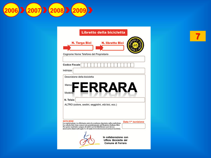 Ferrara, la città delle biciclette, ha aderito come settima città.