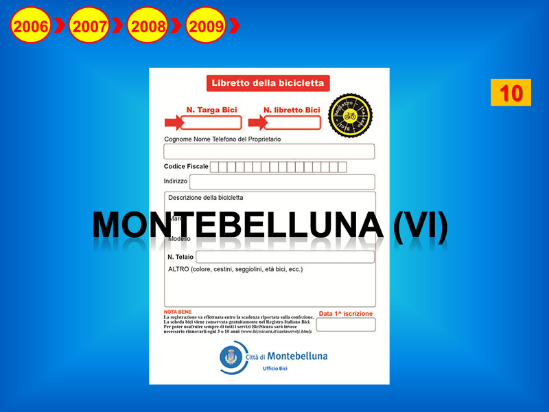 Montebelluna, importante città della provincia vicentina, é entrata come numero 10.
						